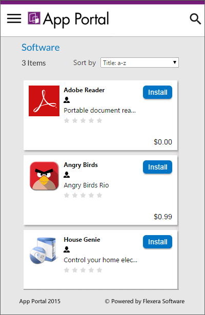 Mobile Application Catalog Items in Mobile UI