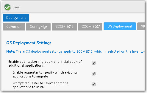 Application Migration / Installation of Additional Application Settings for OS Deployment