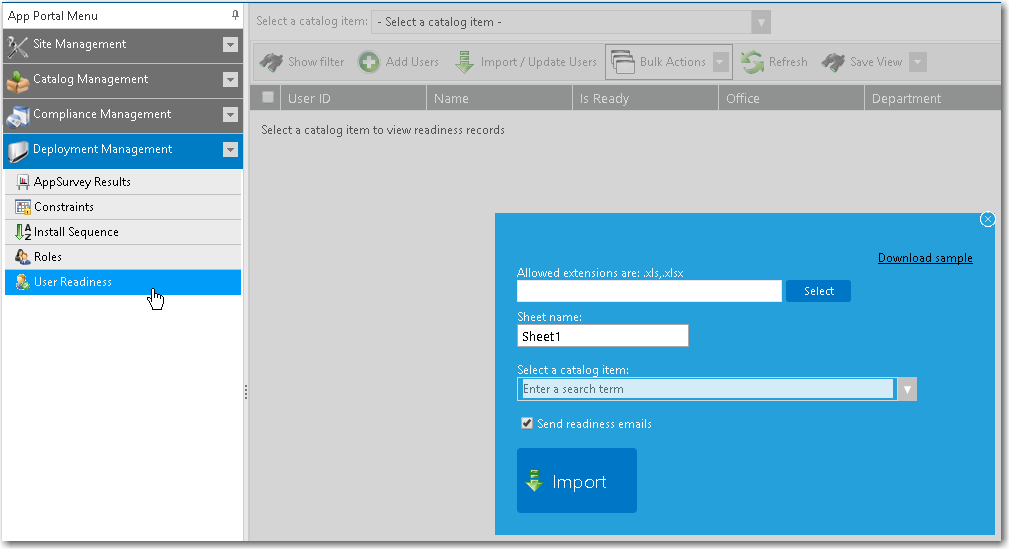 Bulk Import Area of User Readiness